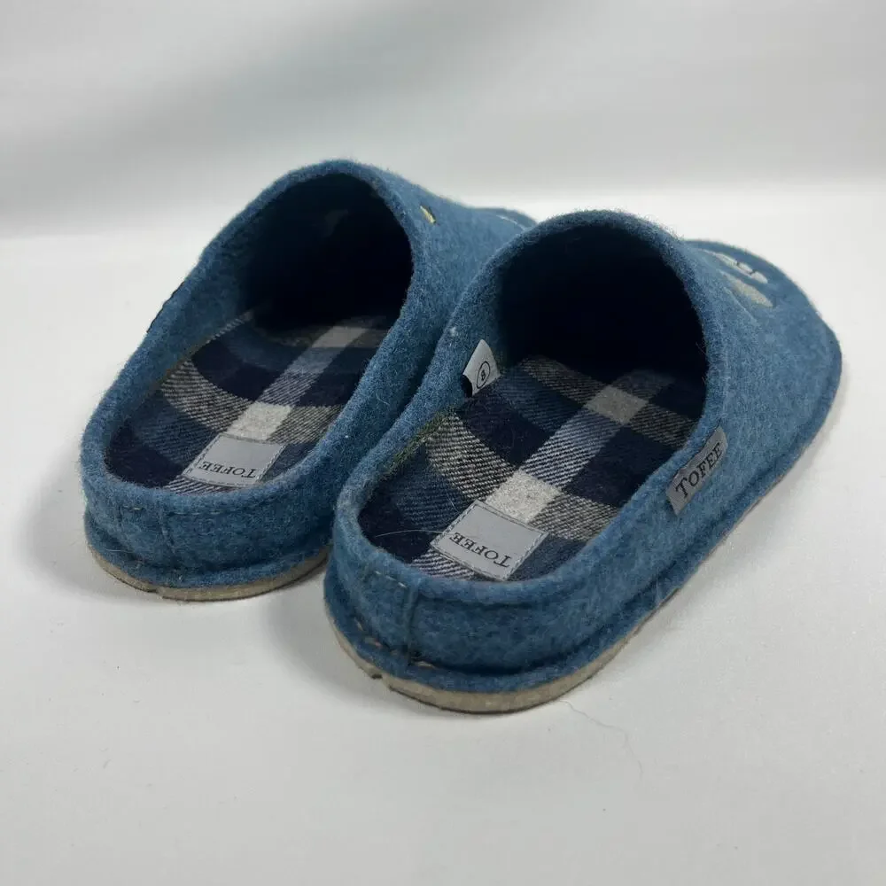 TOFEE Slippers Adult 8 Dog Wool Felt Slides Clogs Mule Slip On Blue Poland